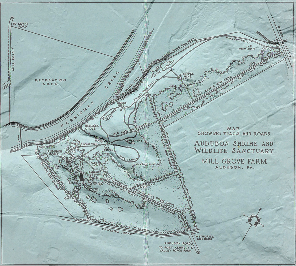 Mill Grove Audubon map circa 1950 w LIDAR terrain